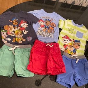 Paw Patrol 3T tshirts and shorts (6 pieces total)
